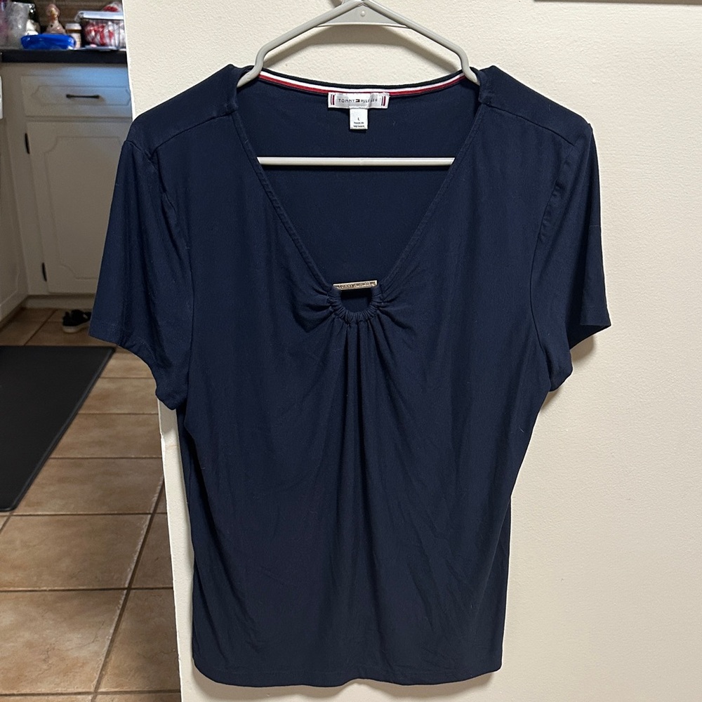 Tommy Hilfiger Dark Blue V-Neck Short Sleeve Tee